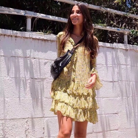 Yellow Zadig & Voltaire Dress Long Sleeve Drop Waist Very Feminine Ruffle Sleeve - Picture 8 of 8